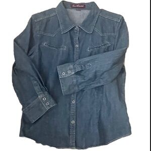 Western Cowboy Shirt S Denim Jean Snap Close 40” Bust